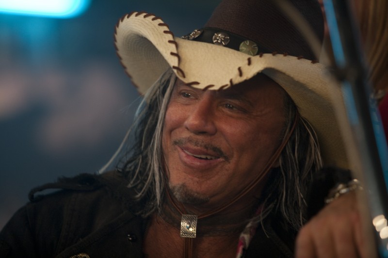 Primo piano di Mickey Rourke in The Wrestler