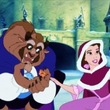 I due protagonisti in una tenera scena del film d'animazione La bella e la bestia