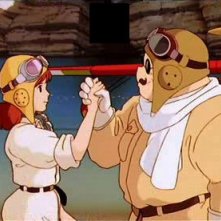 Il protagonista in una scena del film d'animazione Porco Rosso del 1992