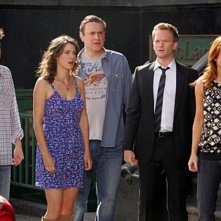 Neil Patrick Harris, Cobie Smulders, Josh Radnor, Jason Segel ed Alyson Hannigan nell'episodio Doppelgangers di How I Met Your Mothers