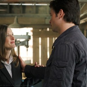 Annette O'Toole e Tom Welling nell'episodio La regina rossa di Smallville