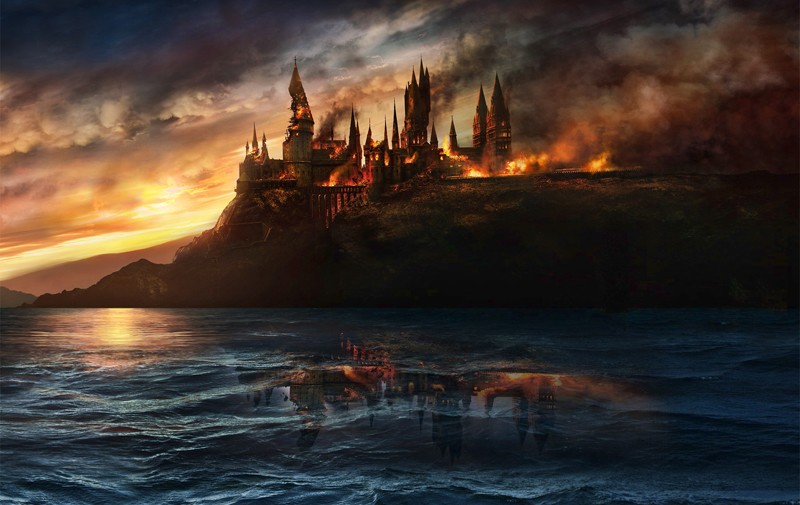 Un Immagine Promozionale Del Castello Di Hogwarts In Fiamme Per Il Film I Doni Della Morte Parte 1 173993