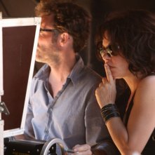 Isabelle Mergault sul set del film Donnant, Donnant