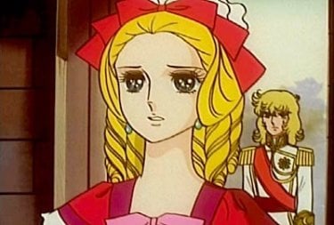 L'ingenua ed egoista regina Maria Antonietta in una scena dell'anime Lady Oscar