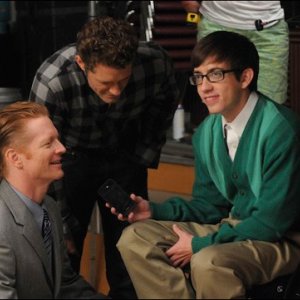 Un'immagine dal set dell'episodio Duets di Glee