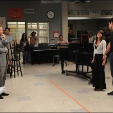 Un momento delle riprese dell'episodio Duets di Glee