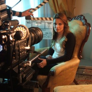 Tiziana de Giacomo sul set del film Il ragazzo che abitava in fondo al mare