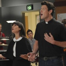 Lea Michele e Cory Monteith nell'episodio Duets di Glee