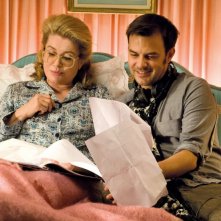 Catherine Deneuve sul set del film Potiche con François Ozon