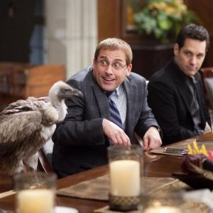 Una bizzarra immagine di Steve Carell e Paul Rudd dal film Dinner for Schmucks