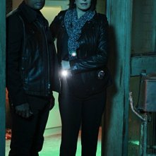 Sela Ward e Hill Harper in CSI: New York, nell'episodio Scared Stiff