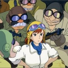 Fio circondata dai Pirati del Cielo nel film Porco Rosso