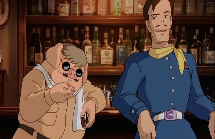 Marco Pagot e il suo rivale Curtis nel film Porco Rosso