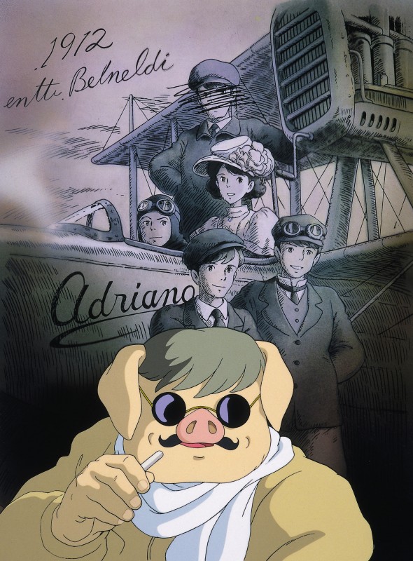 Un'immagine del protagonista zoomorfo del film Porco Rosso