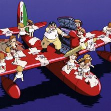 Un'immagine del salvataggio dei piccoli nel film Porco Rosso