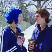 Michael Cera e Mary Elizabeth Winstead in un'immagine tenera del film Scott Pilgrim vs. the World