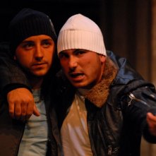 Adriano Pantaleo e Francesco Di Leva in scena con Gomorra di Saviano.