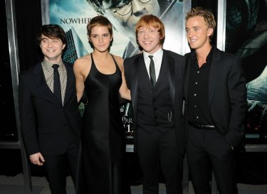 Daniel Radcliffe, Emma Watson, Rupert Grint e Tom Felton alla premiere di Harry Potter e i doni della morte - Part 1 a New York, il 15 Novembre 2010