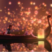 Flynn e Rapunzel in una scena romantica di Rapunzel - L'intreccio della torre