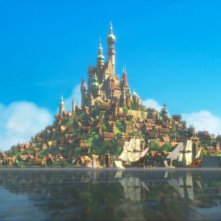 Una suggestiva e fiabesca immagine dal film d'animazione Rapunzel - L'intreccio della torre