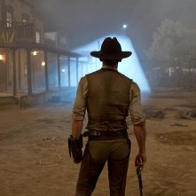Daniel Craig di spalle in un momento del film Cowboys & Aliens