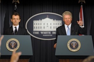 Michael Sheen e Dennis Quaid in una immagine del film I due presidenti (The Special Relationship)