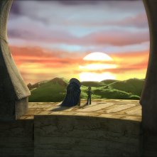 Il protagonista con l'Orologiaio in una scena della serie Il Piccolo Principe