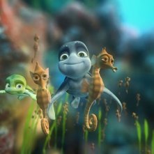 Una scena di gruppo del film d'animazione Le avventure di Sammy - Il passaggio segreto