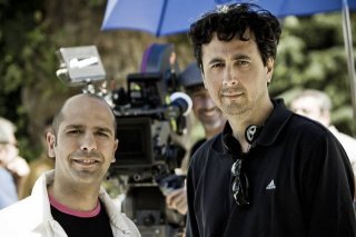 Checco Zalone con il regista Gennaro Nunziante sul set di Che bella giornata