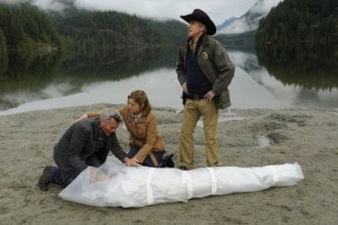 Una scena dell'episodio Dual Spires di Pych, omaggio a Twin Peaks