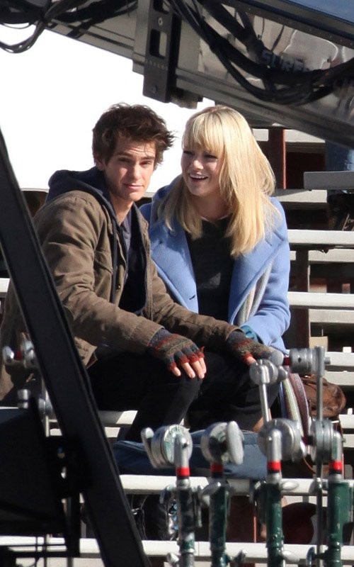 Andrew Garfield ed Emma Stone sul set del nuovo Spider-Man