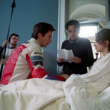 Massimo Coglitore tra Giulia Steigerwalt e Federico Costantini sul set di Noi due di Massimo Coglitore