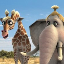 Gisella, la giraffessa, ed Angie, l'elefantessa nel film Animals United