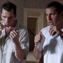 Il regista David O. Russell sul set con Christian Bale