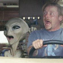 Simon Pegg in una scena divertente di Paul