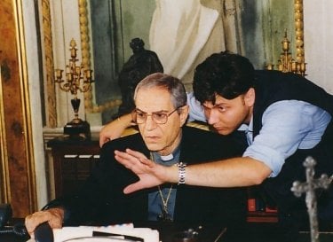 Angelo Antonucci e Nino Manfredi sul set di Dio ci ha creato gratis