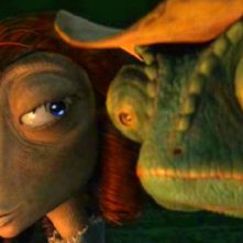 Rango e l'amata Beans nel film di animazione Rango