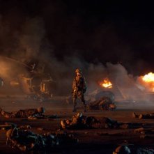 Michelle Rodriguez in una scena del film Battle: Los Angeles