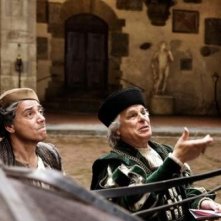 Michele Placido con Massimo Ghini in un'immagine di Amici miei - come tutto ebbe inizio