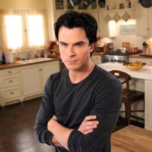 Damon (Ian Somerhalder) sul set dell'episodio By the Light of the Moon di Vampire Diaries