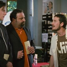 Matteo Petrini con Edoardo Natoli e Massimiliano Bruno nella commedia Questo mondo è per te