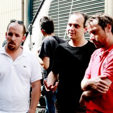 Mattia Torre, Luca Vendruscolo e Giacomo Ciarrapico sul set di Boris il film