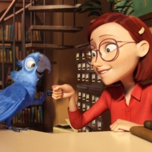 Rio in 3D, il pappagallo Blu con a sua padrona, una dolce bibliotecaria