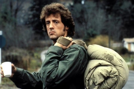 Sylvester Stallone in una sequenza di Rambo