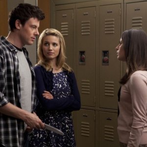 Cory Monteith, Dianna Agron e Lea Michele nell'episodio A Night of Neglect di Glee