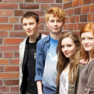 Moritz Glaser, Lukas Mrowietz con altre due interpreti del film Der Himmel hat vier Ecken