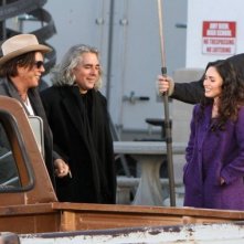 Mickey Rourke e Megan Fox sul set del film Passion Play con il regista Mitch Glazer