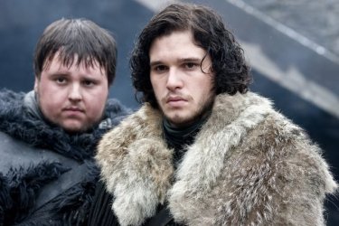 John Bradley e Kit Harington nell'episodio Cripples, Bastards, and Broken Things di Game of Thrones