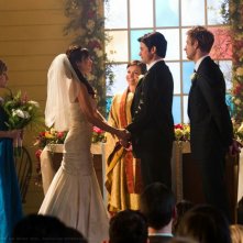 Allison Mack, Tom Welling, Erica Durance e Justin Hartley nell'episodio Finale di Smallville