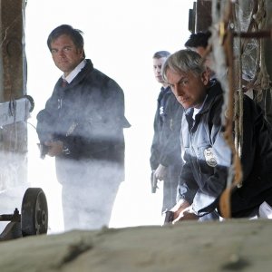Michael Weatherly, Sean Murray e Mark Harmon nell'episodio Swan Song di NCIS